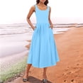 thumbnail image 2 of Women's Sleeveless A-Line Midi Dress with Pockets, Casual Square Neck Fit and Flare Summer Graduation Dress, 2 of 5