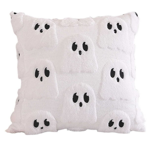Funda de cojín decorativa para sofá de fiesta Halloween Gho St Pl Ush 45 x 45 cm en blanco, beige y naranja