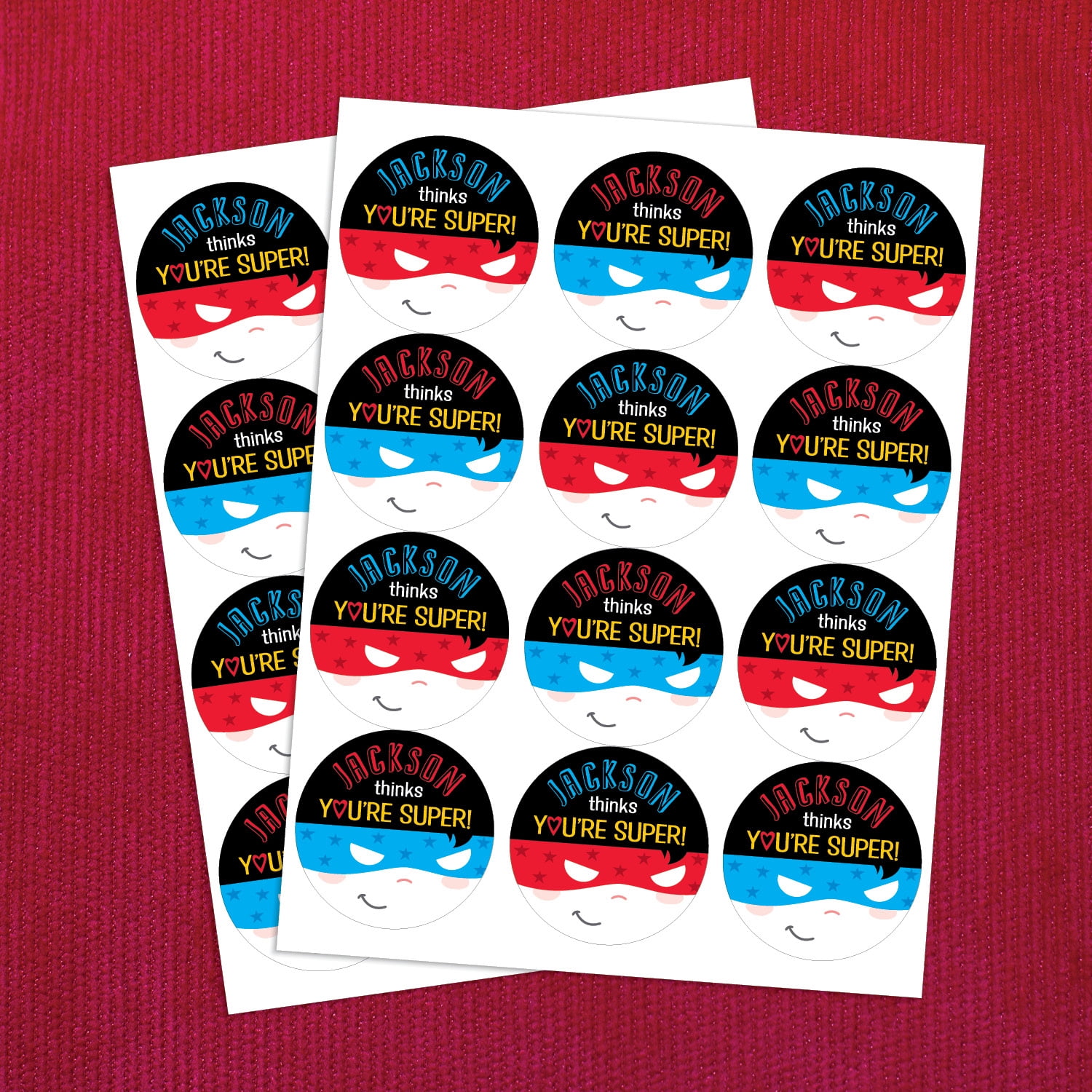 You're Super Boy's Personalized Sticker and Treat Bag Set