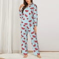 thumbnail image 2 of Honeii Watermelon print Women's Pajama Sets Long Sleeve Button Down Sleepwear Nightwear Soft Pjs Lounge Sets-Medium, 2 of 7