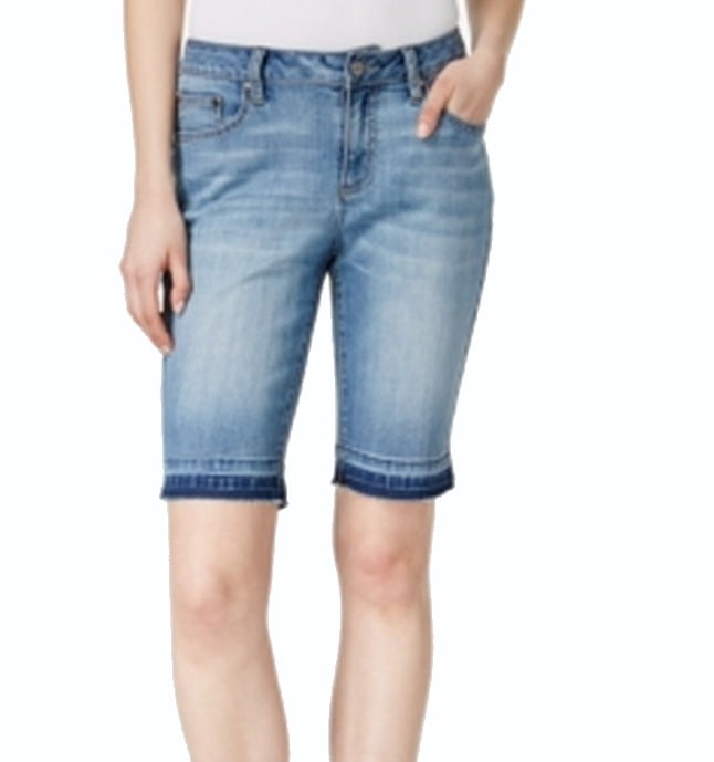 Earl Jeans NEW Blue Womens 2 FrayedHem Bermuda Front Denim Shorts