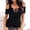Black cold shoulder lace top a1, variant on Women's Cold Shoulder Lace Cut Out Tops Gothic Casual Tee Shirts Solid Color Blouses Trendy Streetwear Fashion Clothes, Dark Blue S