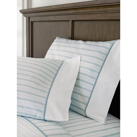 Canopy Shirt Stripes 310-thread-count Sheet Set, Sky Blue