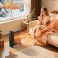 thumbnail image 2 of LifePlus Electric Oil Filled Radiator 700W Portable Space Heaters for Home Thermostat Energy Efficient Overheat Safety, Black, 2 of 10