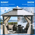 thumbnail image 3 of Dextrus 10x10ft Gazebo Double Roof Canopy with Netting and Curtains, Outdoor Gazebo 2-Tier Hardtop Galvanized Iron Aluminum Frame Garden Tent for Patio, Backyard, Deck and Lawns, 3 of 5