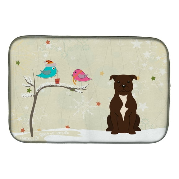 Christmas Presents between Friends Staffordshire Bull Terrier Chocolate Dish Drying Mat