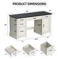 thumbnail image 7 of HARIPUL 58-Inch Executive Desk, Farmhouse Computer Desk with Drawers and Storage Cabinet, Wooden Home Office Desk Workstation, Study Writing Table, White & Black, 7 of 7