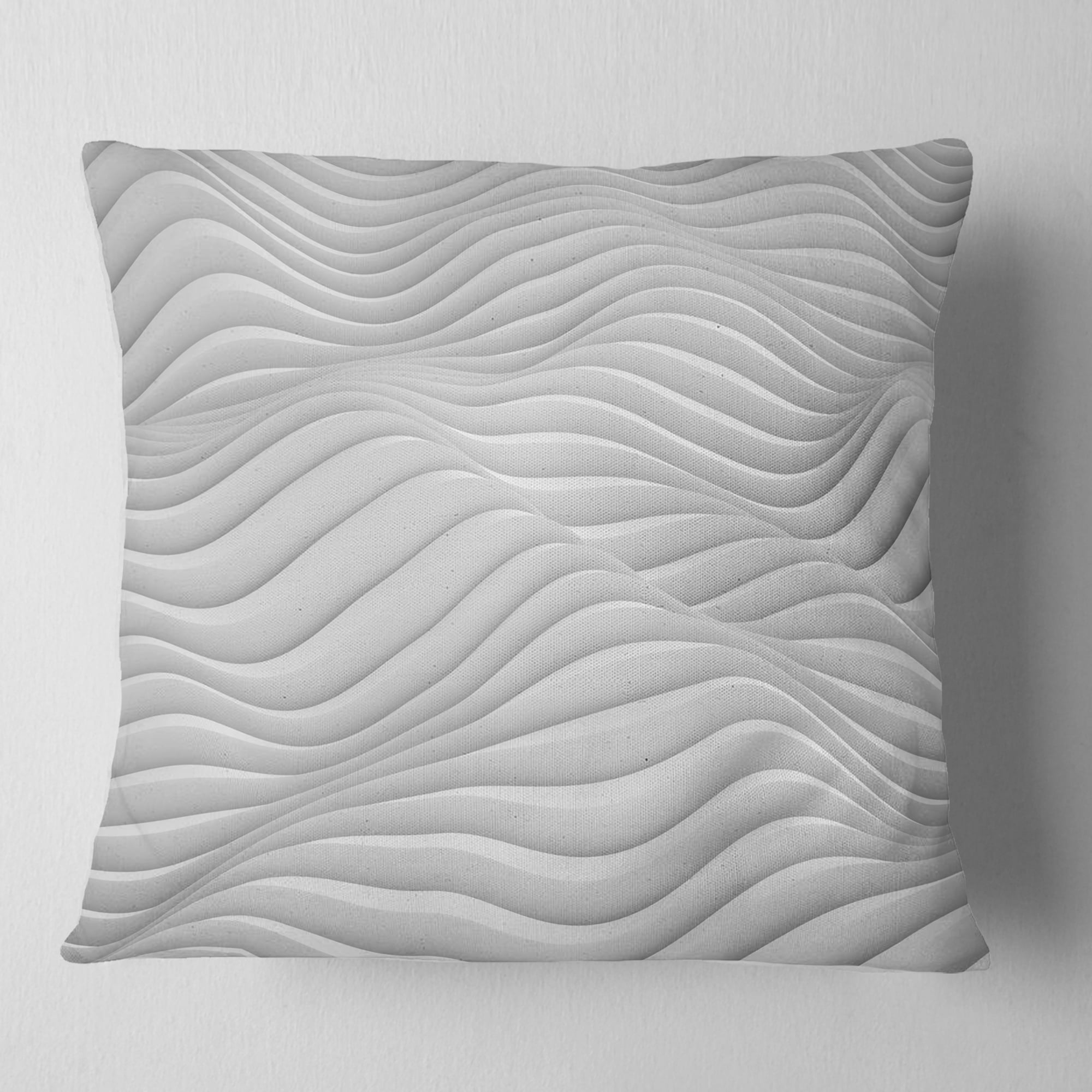 Designart Fractal Rippled White 3D Waves - Contemporary Throw Pillow - 18x18
