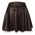 thumbnail image 5 of Faux Leather Pleated Mini Skirt for Women High Waisted Lace Hem A Line Mini Skirt, 5 of 7