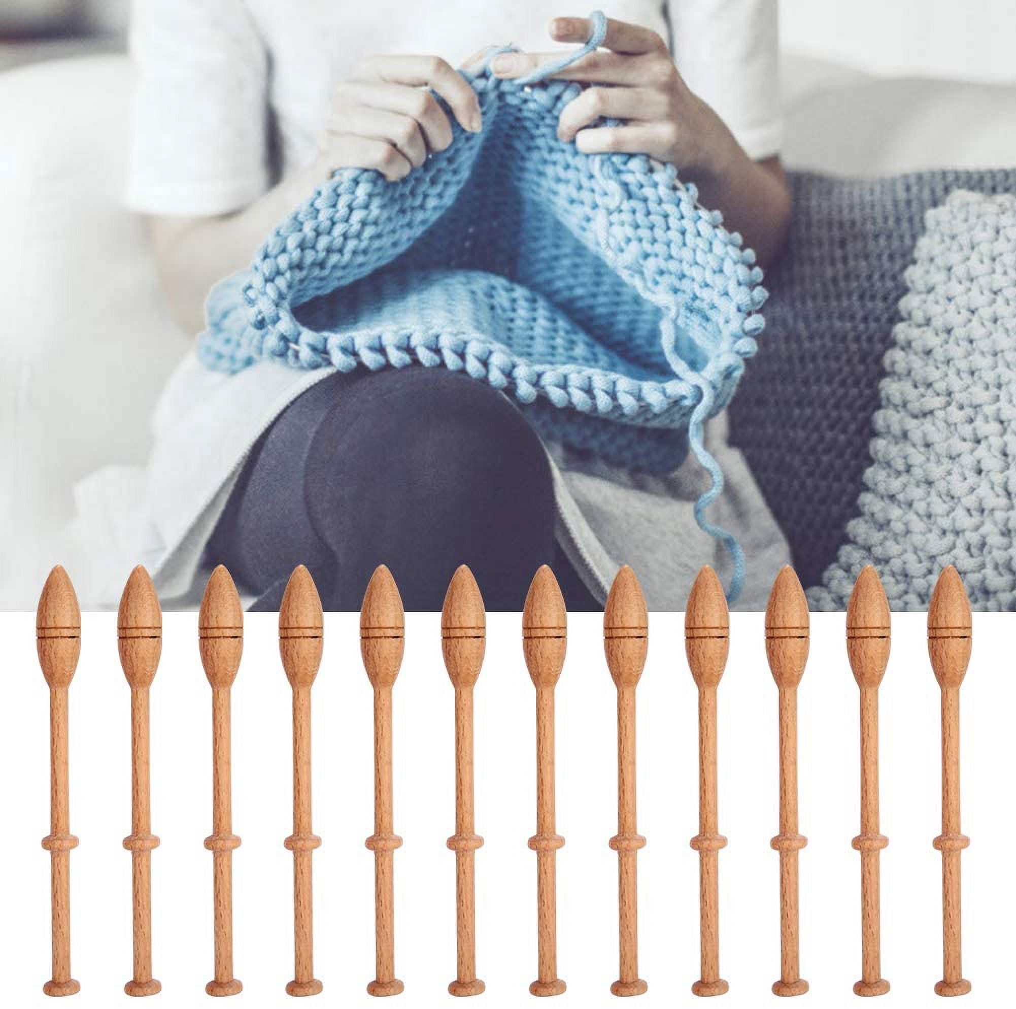 ABCISI Lace Bobbin Hardwood, 12pcs 4.3in Practical DIY Beech Lace Bobbin Sewing Tools, Durable Lace Robbin Weaving Tools for Hand-knitting DIY Tools, Like Sweater, Hats, Scarves, Gloves, Socks, Shoes