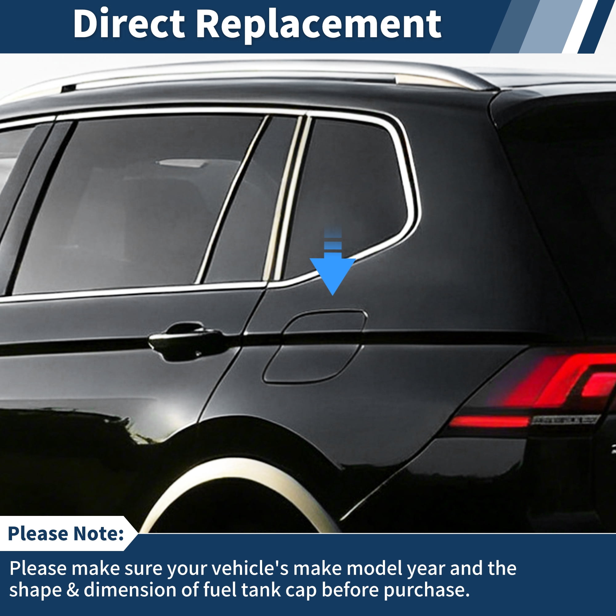Unique Bargains Black Fuel Door Gas Filler Lid Cover Cap 5NN809909 for Volkswagen Tiguan 2018-2024 Rear Fuel Filler Door Gas Tank Cap Cover
