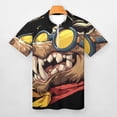thumbnail image 3 of Psychedelic Pig Head Colorful Men Zipper T-shirt Summer Casual Short Sleeve T-shirt Top, 3 of 7