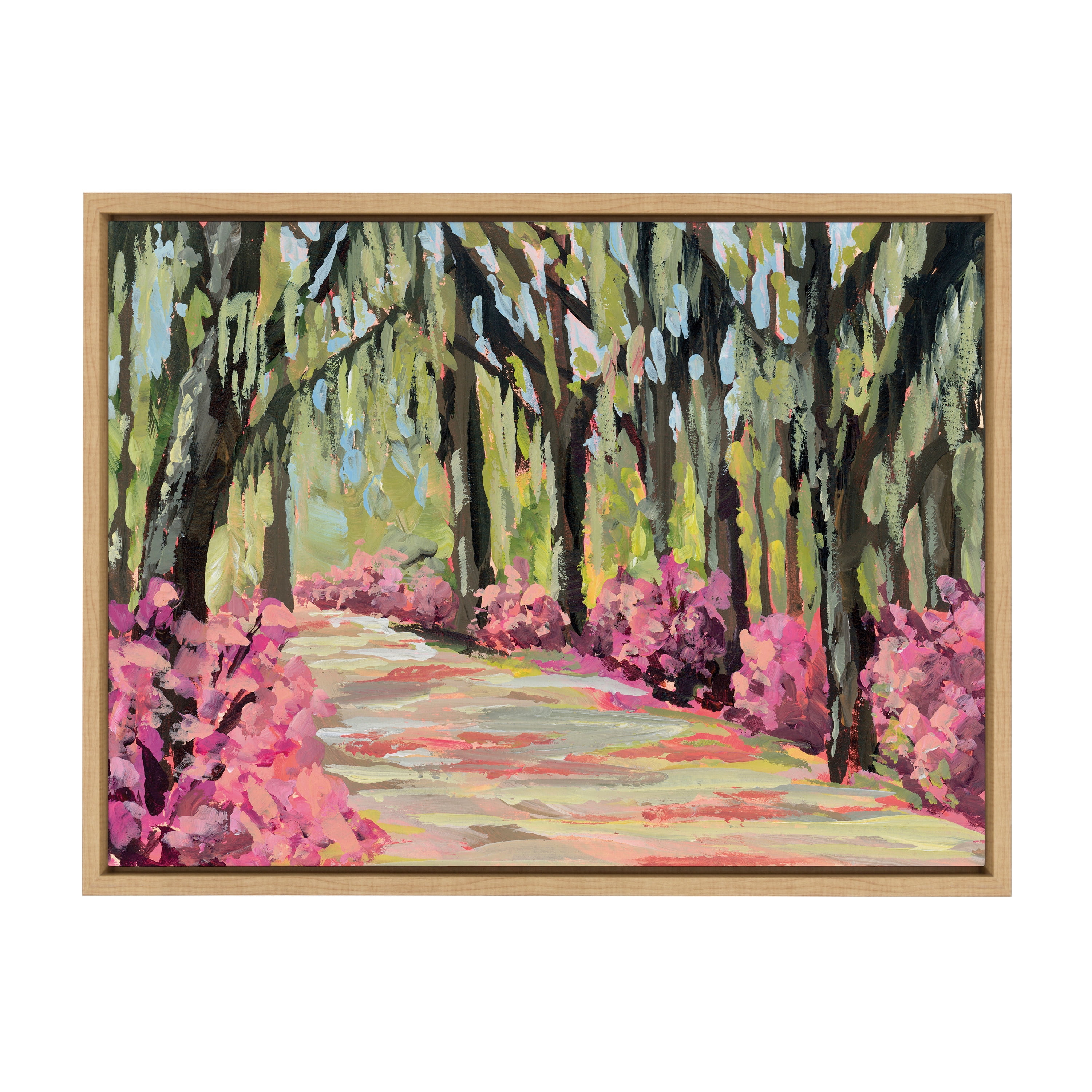 Woven Paths Sylvie Savannah Framed Canvas Wall Art by Emily Kenney, 18x24 Natural, Painterly Nature Landscape Art