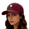 thumbnail image 4 of Summer Sales LSONABXA Saving $5 Wine Red Baseball Caps for Men Women Under $5 Hand Embroidered Flower Design Baseball Cap UniFashion Cotton Hat Muslim Hat, 4 of 5