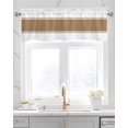 thumbnail image 2 of Faux Linen Valances for Windows Brown White Stripes Minimalist Simple Pattern Curtains Valance Light Filtering Rod Pocket Small Window Treatment for Kitchen Living Room Bedroom 42x18In, 2 of 6