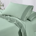 thumbnail image 4 of Modern Threads 4-Piece Crochet Lace Hem Seafoam Green Microfiber Bed Sheet Set, Queen, 4 of 17
