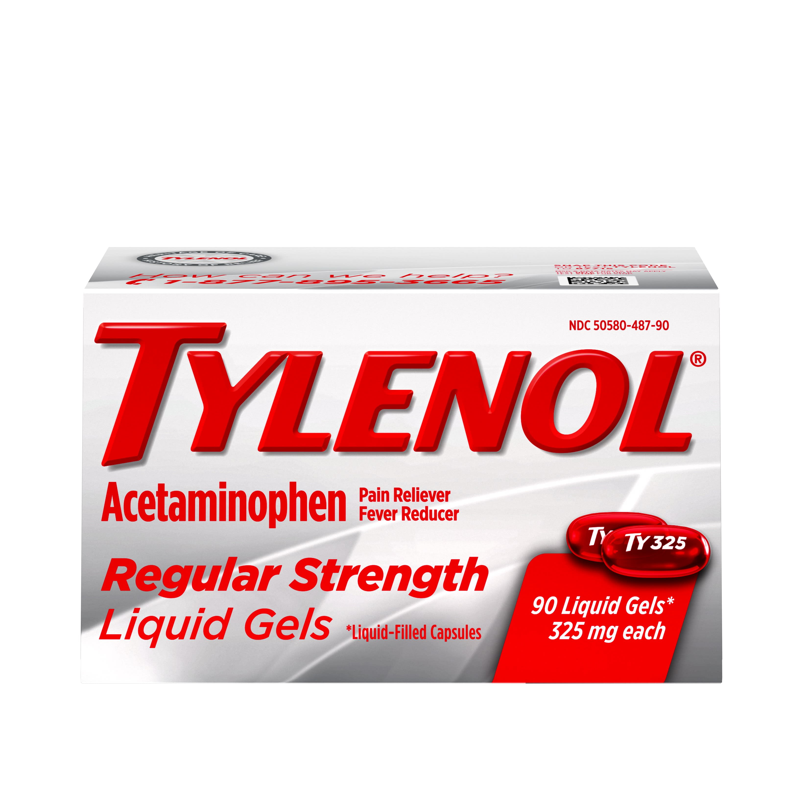 Tylenol Regular Strength Liquid Gels with 325 mg Acetaminophen, 90 ct