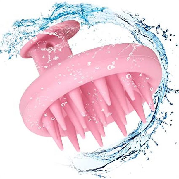 Cepillo de masaje para el cuero cabelludo, cepillo de silicona para el cuero cabelludo, cepillo para el cuero cabelludo 100% silicona para champú y masaje de cabeza, cepillo para el cabello (rosa)