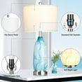 thumbnail image 2 of Cinkeda Coastal Glass Table Lamp Set of 2 with Nightlight USB A+C Ports AC Outlet Modern 3 Way Dimmable Touch Control Nautical Blue Nightstand Bedside Lamps for Living Room Bedroom, 2 of 9