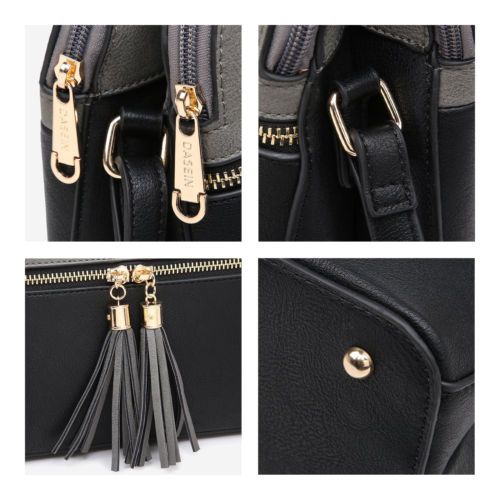 Dasein Women Tassel Zipper Pocket Crossbody Bag Shoulder Purse Fashion Travel Bag with Multi Pockets