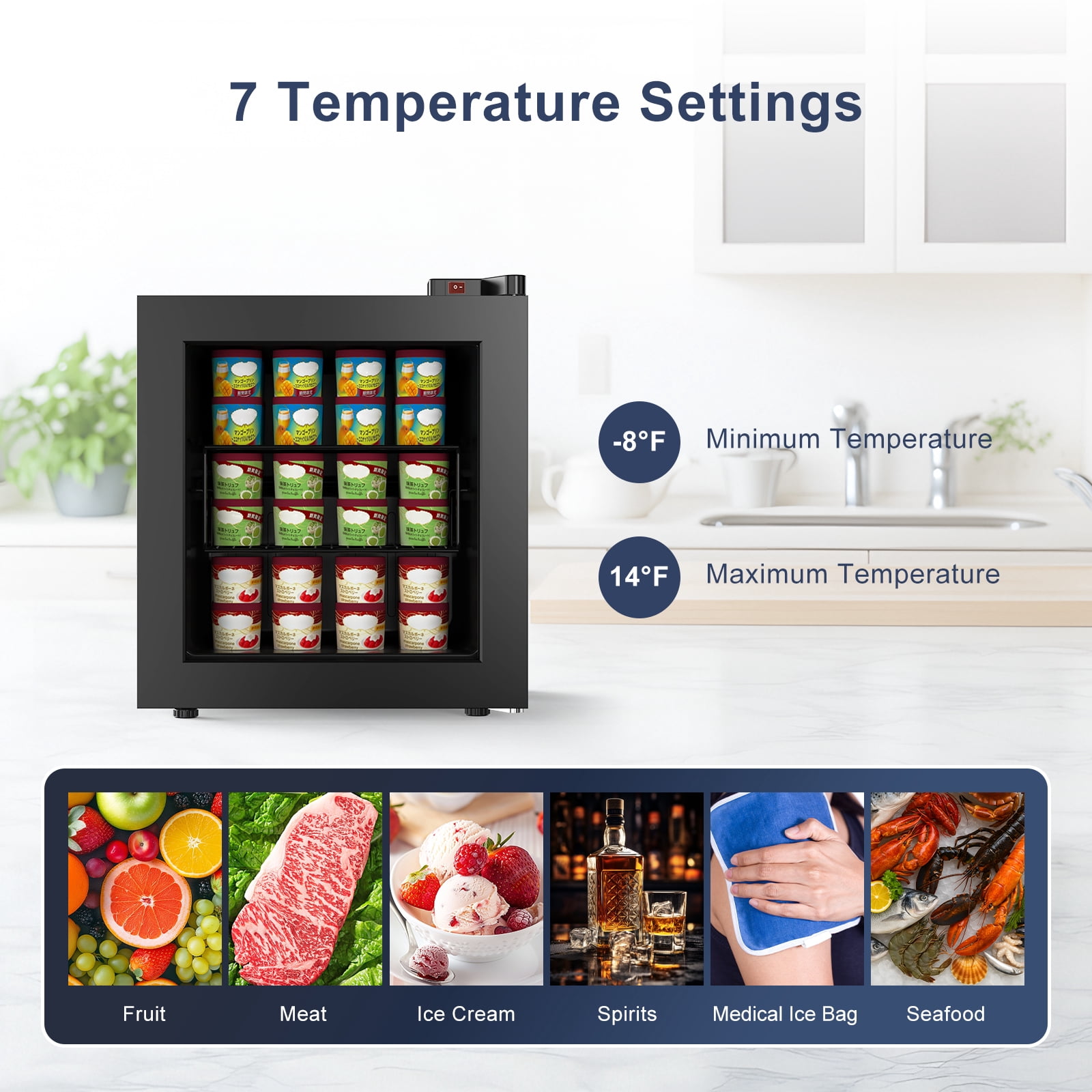 ADT 1.1 cu ft Upright Display  Freezer with Glass Door for home use and POS