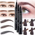 thumbnail image 2 of Marrón claroCeja Pluma Maquillaje de ojos Impermeable 4 Tenedor Herramienta de belleza portátil para mujer Dama, 2 of 5