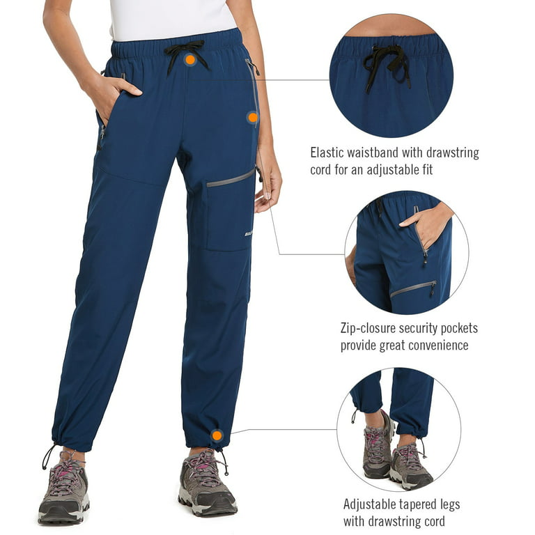 BALEAF Cargo Pants For Women Quick Dry Water Resistant With 4 Zip-Closure  Pockets Elastic Waist Navy Blue Size XS 