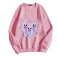 thumbnail image 5 of Feancey Cute Graphic Sweatshirts for Women Halloween Ghost Print Crewneck Pullovers Teen Girls Spooky Season Sweatshirt Holiday Casual Long Sleeve Tops Pink S, 5 of 5