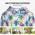 thumbnail image 4 of Wukai Palm Leaves Print Womens Hoodies Fleece Sweatshirts Long Sleeve Sweaters Pullover Fall Outfits Winter Clothes-Large, 4 of 7