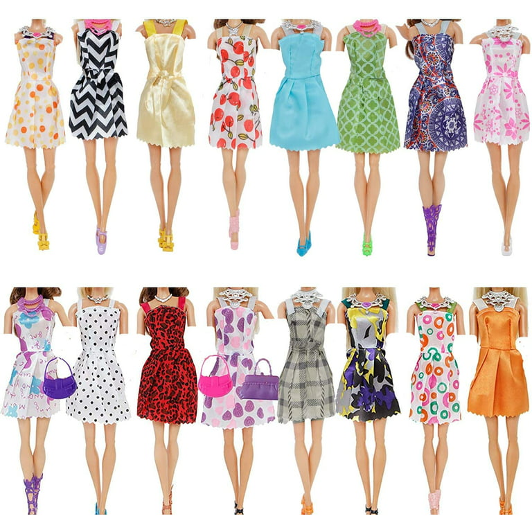 Avando 20PCS Doll Accessories, 10x Mix Cute Dresses 10x Shoes Dresses Gown  with Shoes Outfit Set for Xmas Birthday Gift for Barbie Doll