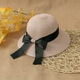 thumbnail image 4 of Womens Straw Hat with Ribbon Bowknot Decor Floppy Beach Cap Sun Hat for Women UPF 50+, 4 of 8