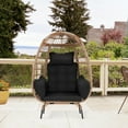 thumbnail image 5 of YRLLENSDAN Egg Chair Indoor Outdoor Egg Basket Lounge Chair Rattan Chair Steel Frame Oversized Indoor Outdoor Lounger with 4 Comfort Cushion and Stand,352lb Capacity for Patio Garden Living Room，Black, 5 of 7