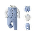 thumbnail image 2 of TAIAOJING Kid Toddler Boy Clothes Outfit Boys Long Sleeve Shirt Romper Bodysuit Pants Coat With Tie 4pcs Child Kids Gentleman Outfits For 6-12 Months, 2 of 4