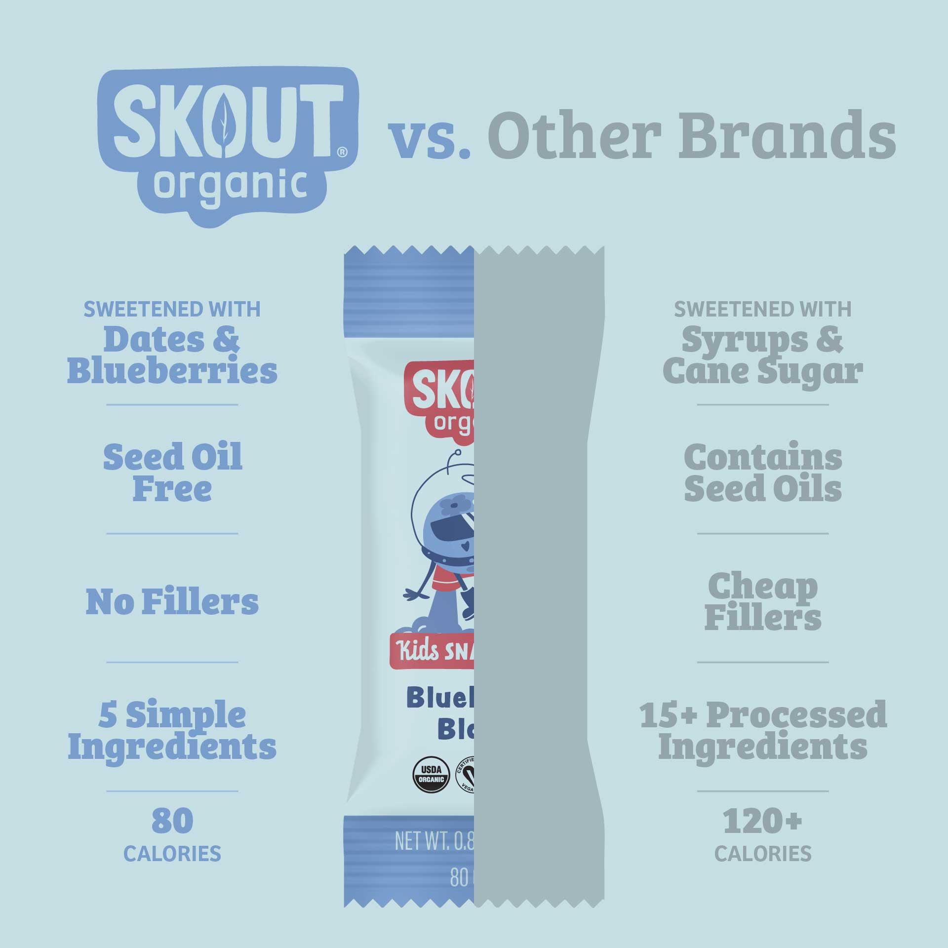 Skout Organic Blueberry Blast Real Kids Snack Bars (18 Pack) | Kids Snack Bars | No Refined Sugar | Vegan | Gluten, Dairy, Peanut, Tree Nut & Soy Free