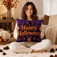 thumbnail image 4 of Sahpxhe Halloween Castle Pillow Covers,18x18in Spooky Bat Pattern Decorative Sofa Cushion Pillow Cases with Hidden Zipper for Halloween Decoration,Living Room Sofa Purple, 4 of 6
