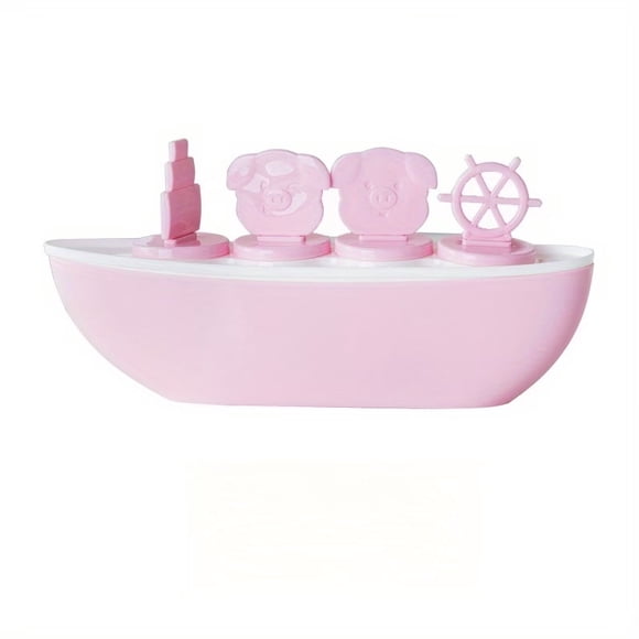 Juego de moldes for paletas de plástico de barco pirata, máquina for hacer paletas de hielo DIY de 4 cavidades con soportes for palos for delicias congeladas divertidas