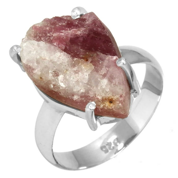 Pink Tourmaline In Quartz Ring 925 Sterling Silver Women Jewelry