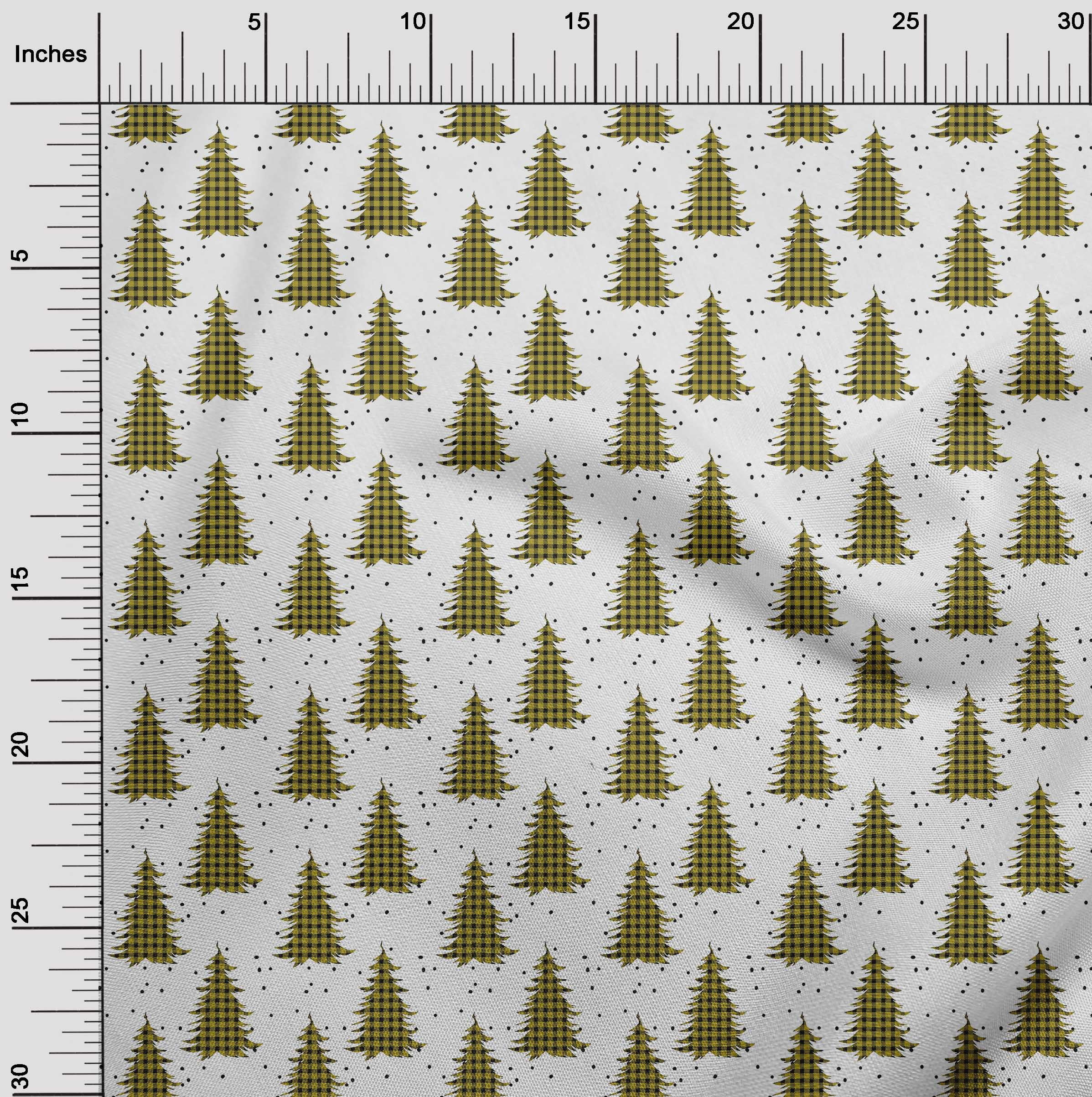 oneOone Cotton Poplin Olive Green Fabric Merry Christmas Sewing Material Print Fabric By The Yard 42 Inch Wide