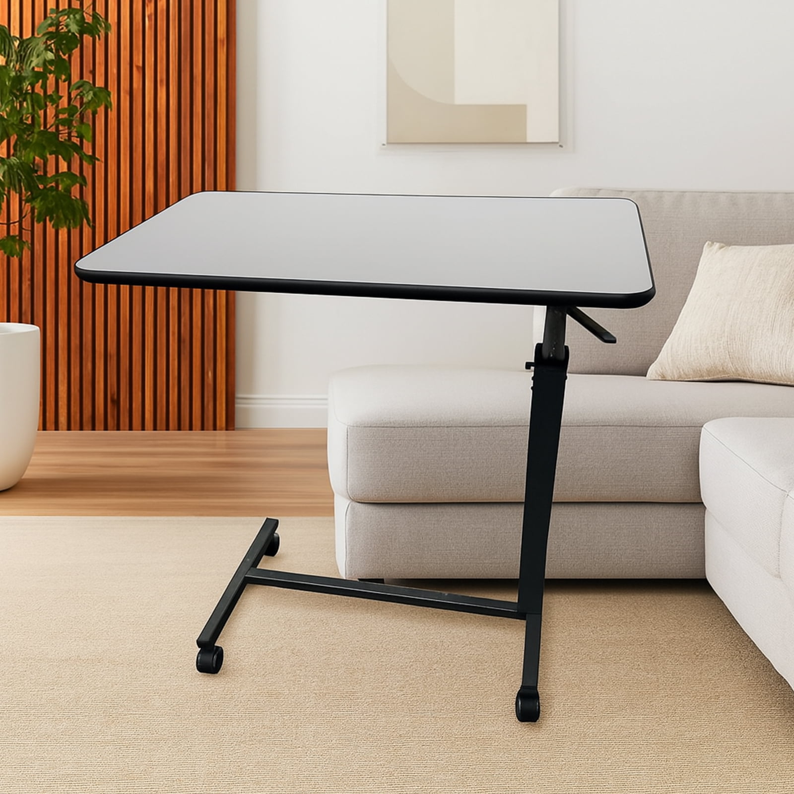SUGIFT Adjustable Lap Desk with Wheels for Home Office, White