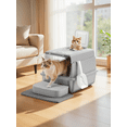 thumbnail image 6 of LEDREM Stainless Steel Cat Litter Box with Flip Lid and Litter Catcher, 2-Door Enclosed Litter Box for Cats up to 33 lb, Light Gray, 6 of 6