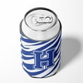 thumbnail image 4 of Letter H Initial Monogram - Tiger Stripe Blue and White Can Beverage Insulator Hugger, 4 of 5