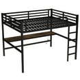 thumbnail image 6 of CZBZ Metal Queen Size Loft Bed with Charging Station and LED Lights, Loft Beds with Desk for Teen/Adult with 13" Safety Guard, Noise-Reduced, No Box Spring Needed, 6 of 7