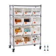 thumbnail image 1 of VEVOR 5-Tier Rolling Bin Storage Rack, 12 Organizer Bins, Bin Rack Storage Steel Wire Shelving System with Wheels, Mobile Tool Organizer for Garage, Warehouse, Office, Restaurant, Classroom, Kitchen, 1 of 9