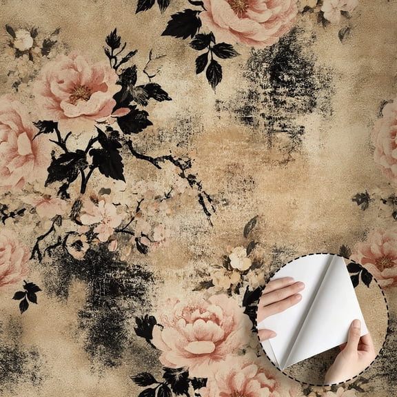 Vintage Floral Cockatoo Wallpaper Rustic Boho Peel and Stick Waterproof Wallpaper, Home Decor Removable Self Adhesive Wall Covering for Living Room Bedroom Bathroom Kitchen Cabinet 17.7 * 78.7 in