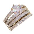 SmartBy 2Pcs Rhinestone Band Rings Women Cubic Zirconia Ring Sparkly ...