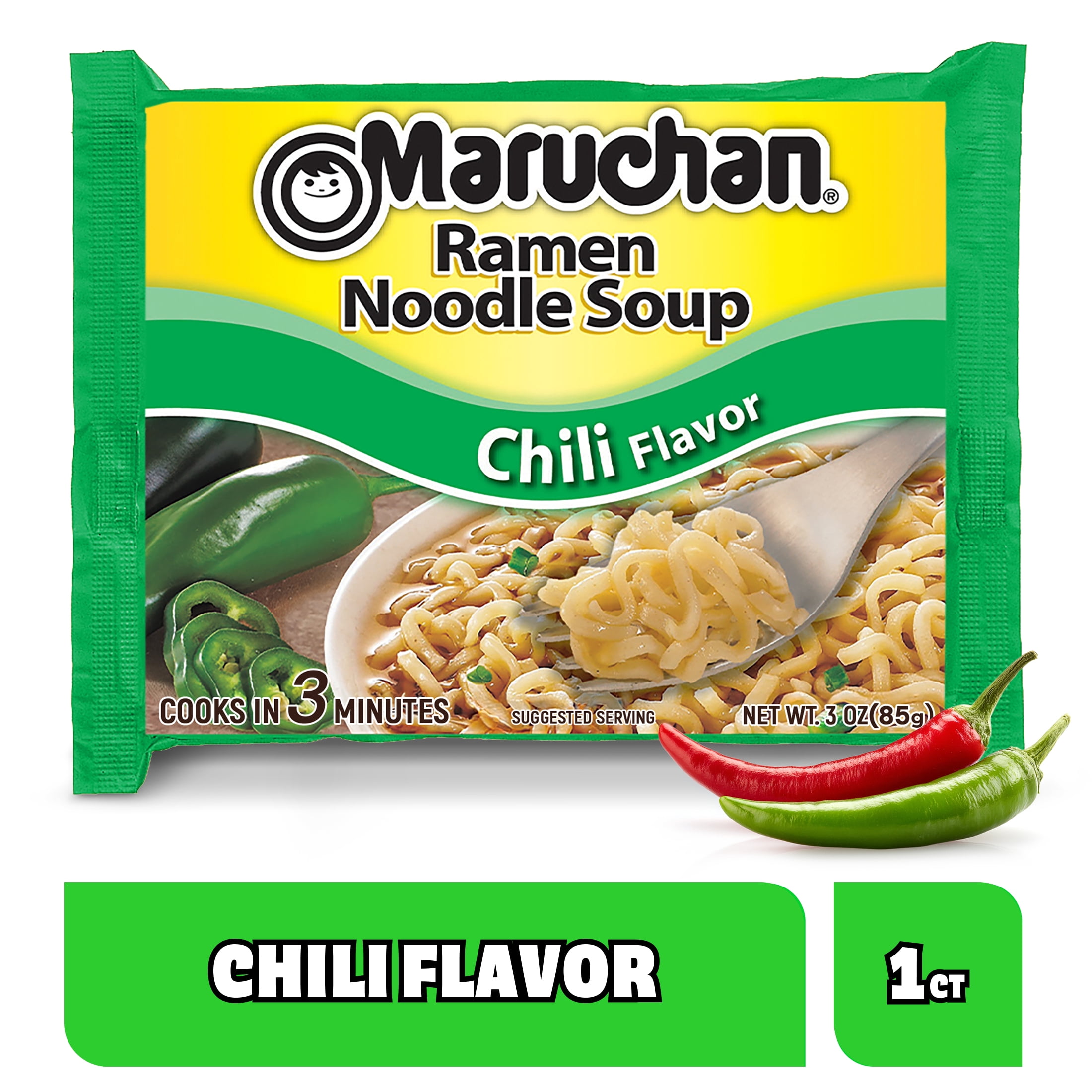 Maruchan Ramen Noodle Soup, Chili Flavor Instant Noodles, 3 oz