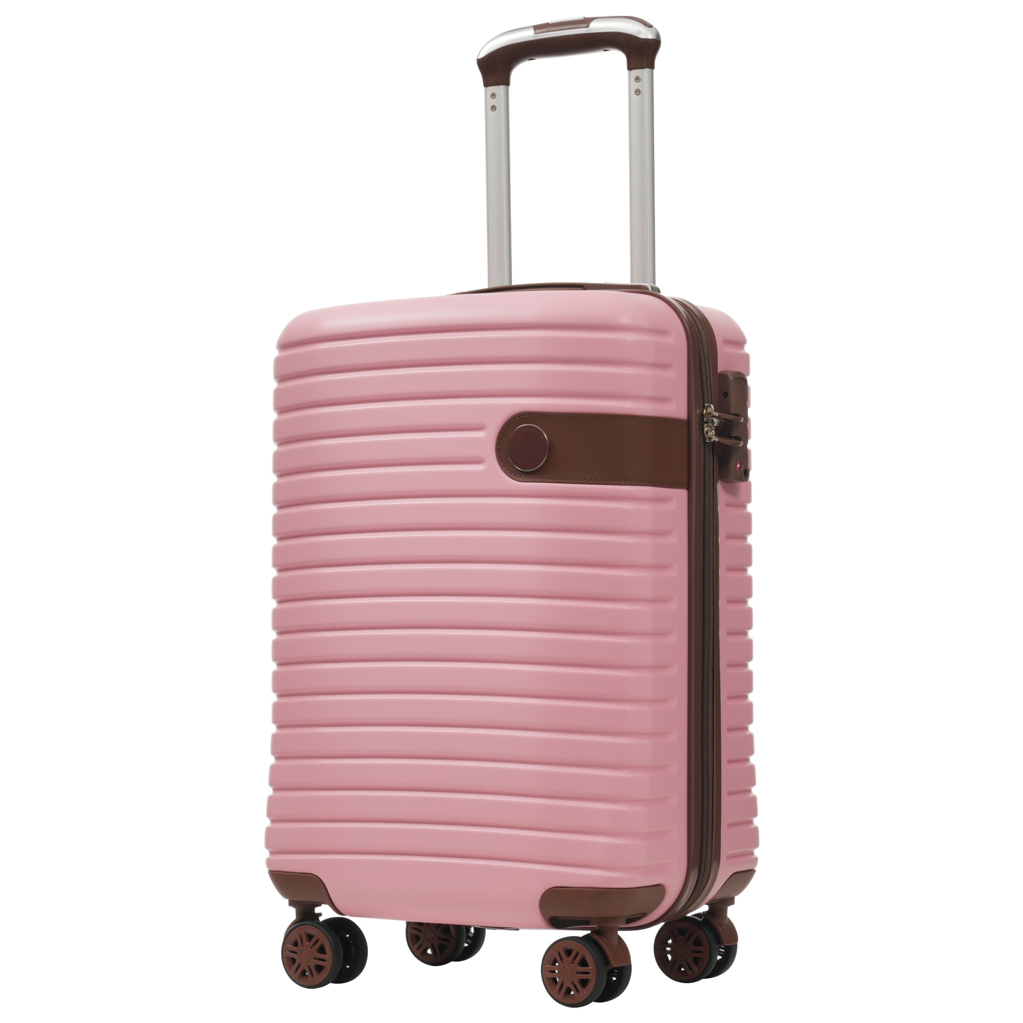 Euroco 3 Piece Luggage Sets,20" Inch Carry on Suitcase with Spinner Wheels TSA Lock, ABS Lightweight Hardside Suitcase Set with Expandable Travel Bagfor Men Women,Airline Approved,Pink