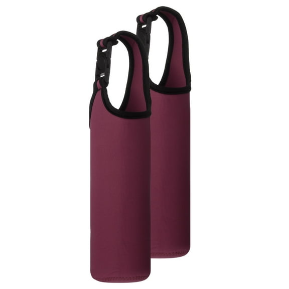 2pcs Neoprene Carrier Water Bottle Sleeve, 15.5-20oz Insulated Water Glass Bottle Carrier Bag Collapsible Drink Bottle Sleeve Cover Holder with Handle, Wine Red