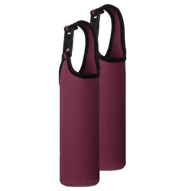 2 piezas de funda de neopreno para botellas de agua, bolsa de transporte aislante para botellas de vidrio de 15.5-20oz, funda de botella de bebida colapsable con asa, rojo vino