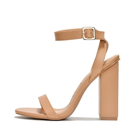 

Cape Robbin Maria-2 Nude Pu Block High Heel Transparent Open Toe Fashion Pumps (Nude Pu 10)
